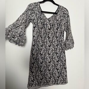 Muse Black and White Floral Lace Dress